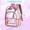 Clear Backpack, Heavy Duty Transparent Bookbag, See Through PVC Backpacks for Women - Pink